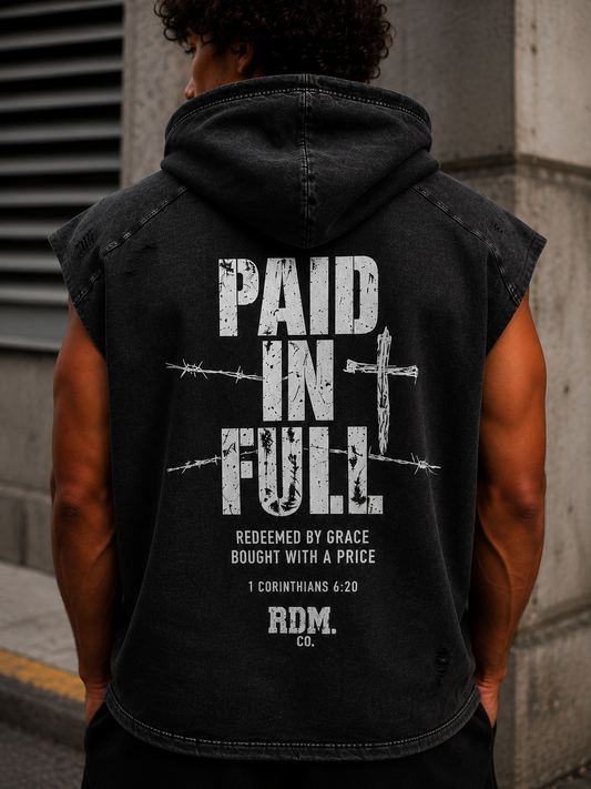 Paid In Full Snow Washed Sleeveless Hoodie